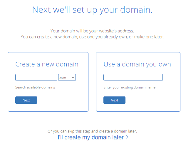 choose your domain name on Bluehost